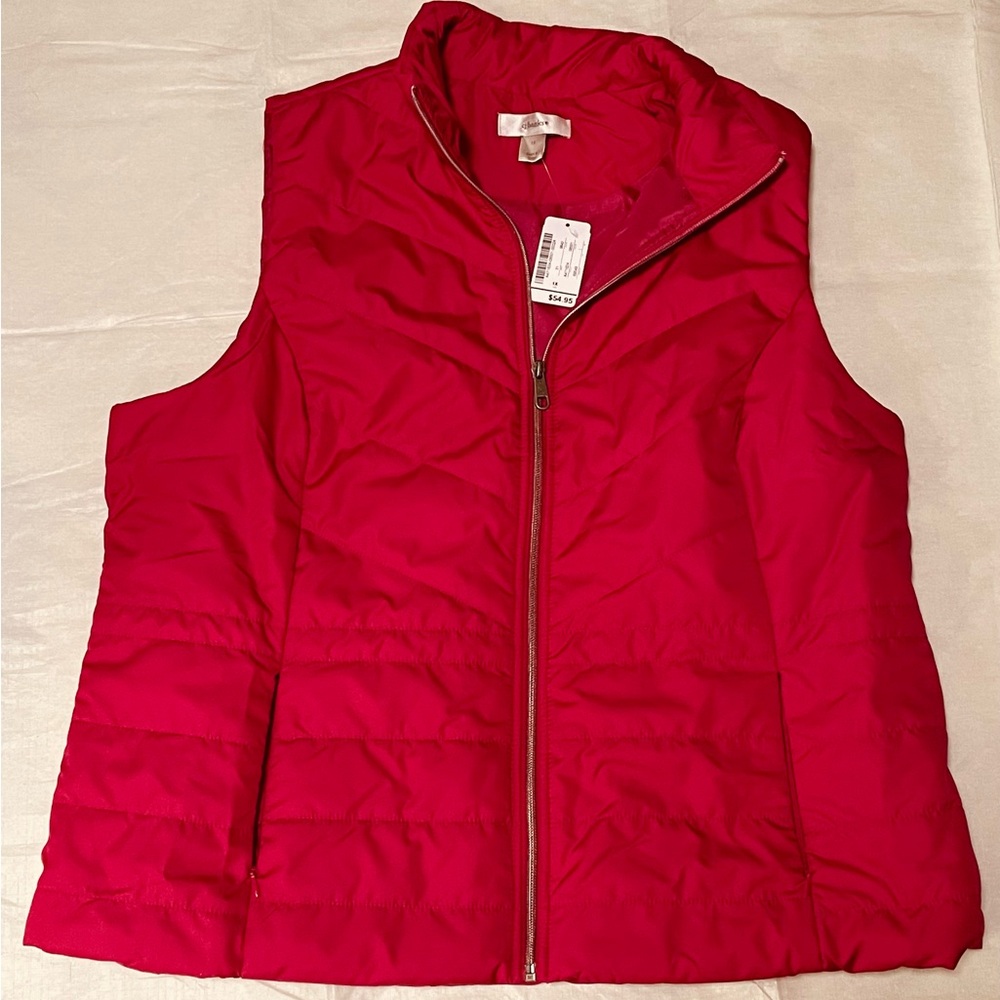 CJ Banks Red Quilted Vest Size 1X